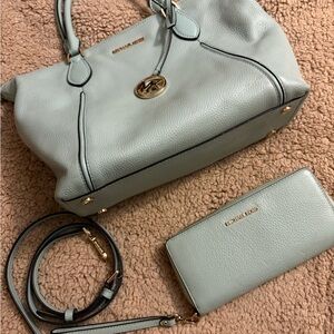 Michael Kors mint Satchel and Wallet Set